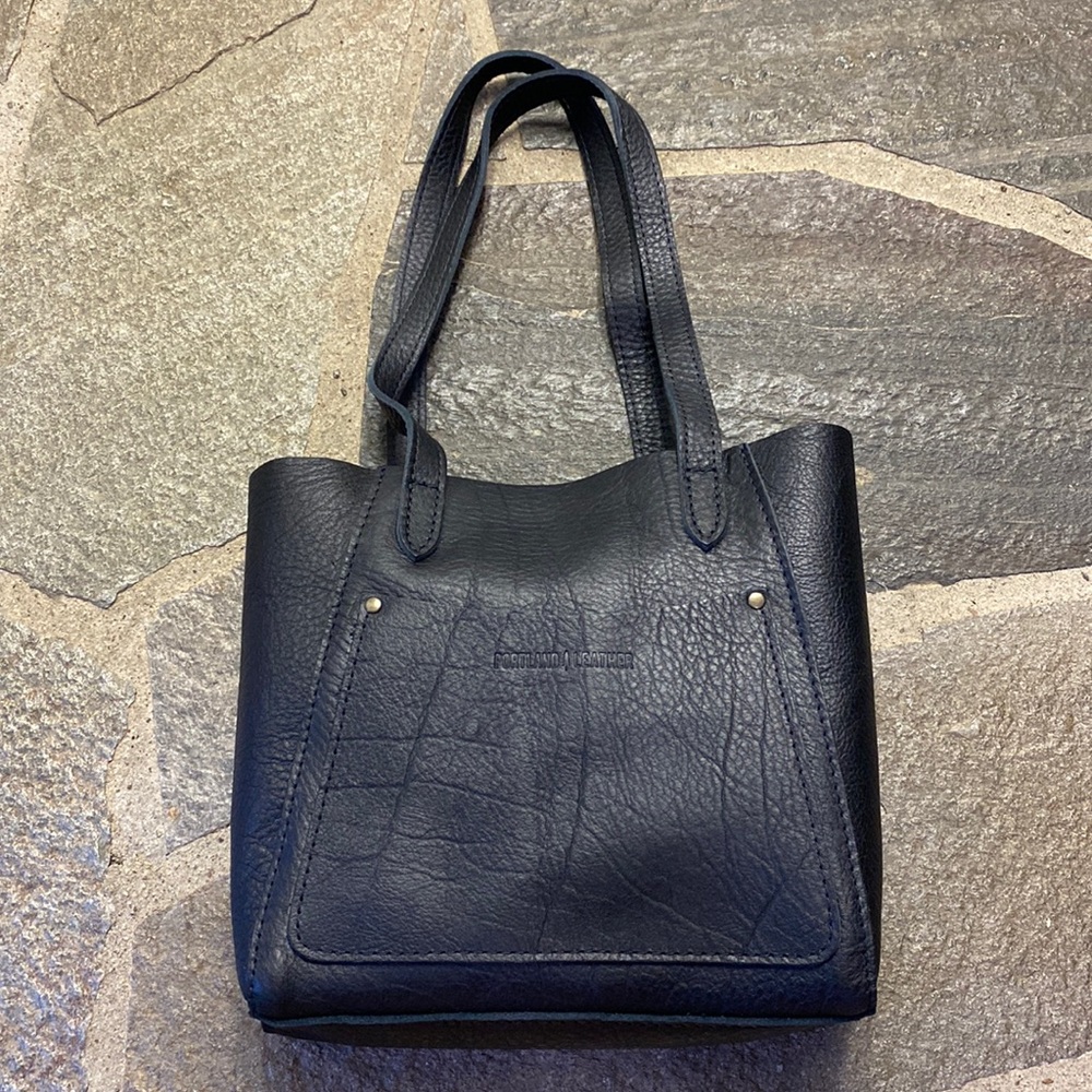 Pebbled Black Small Juliette Tote Bag